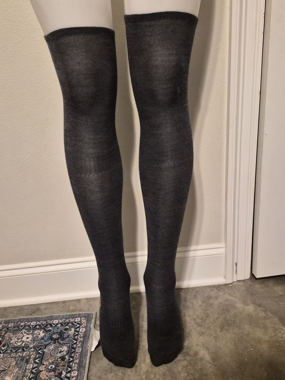 Hansel from Basel Charcoal Gray Over-the-Knee Thigh High Wool Blend Socks Pink